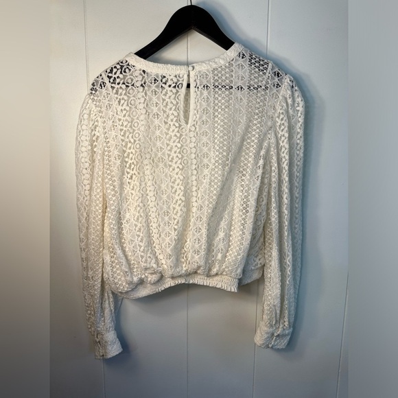 Express Women’s Size Large White Crocheted Victorian Style Blouse - Picture 10 of 13